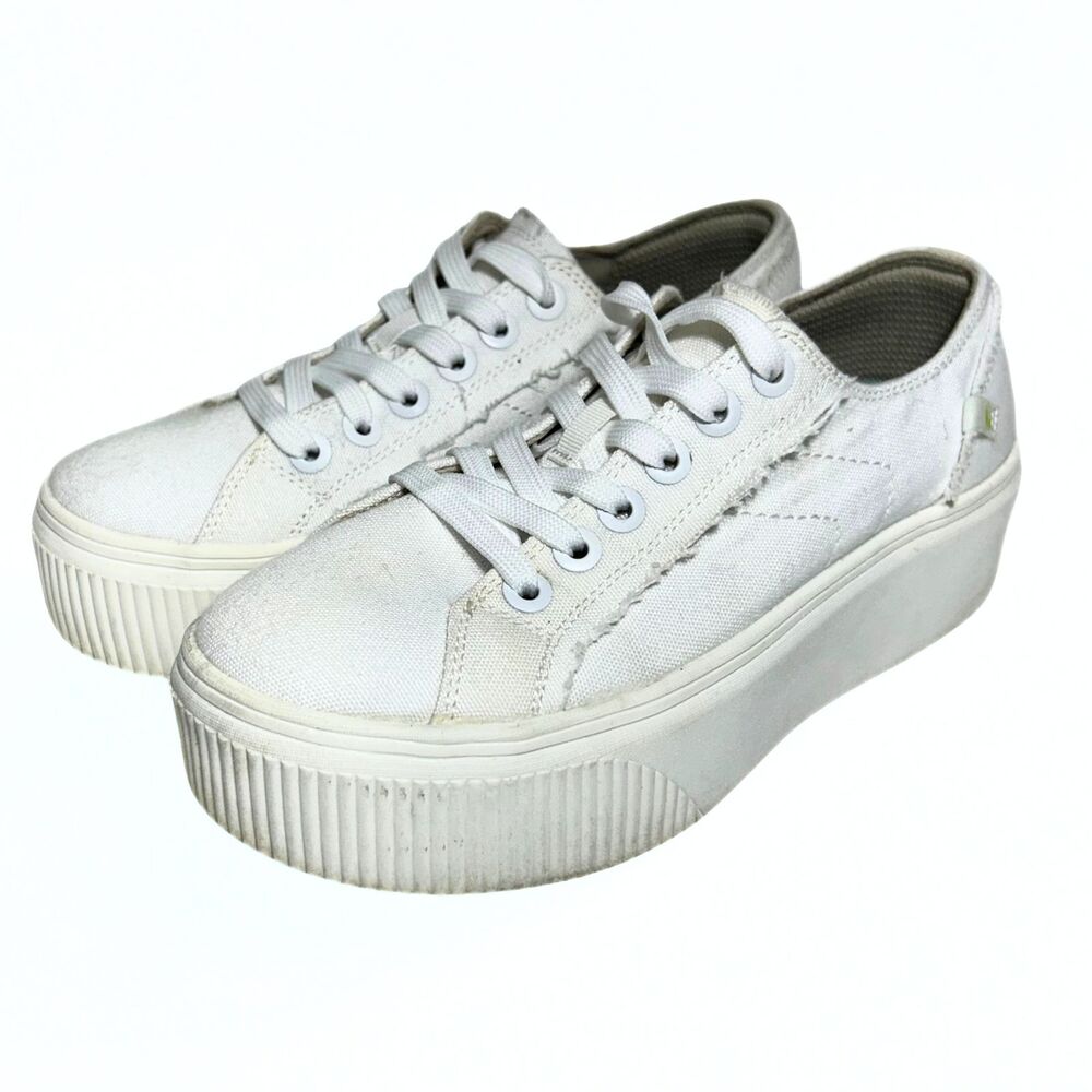 Dr. Scholl's Women's White Canvas Platform Lace-Up Sneakers Size 8.5 M